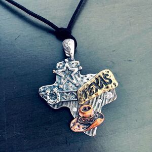 Texas Lone Star State Mixed Metals Pendant Necklace
